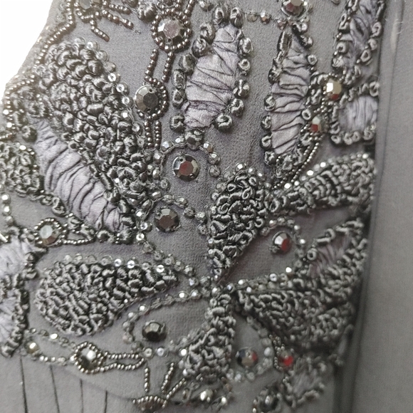 Gold Hawk Silk Beaded Mini Dress Size M - Picture 3 of 9